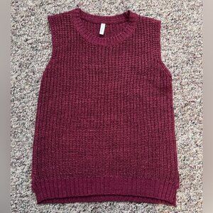 Soft Girl, Maroon Knit Sweater Vest • Chunky Textured Sleeveless Top • Wishlist